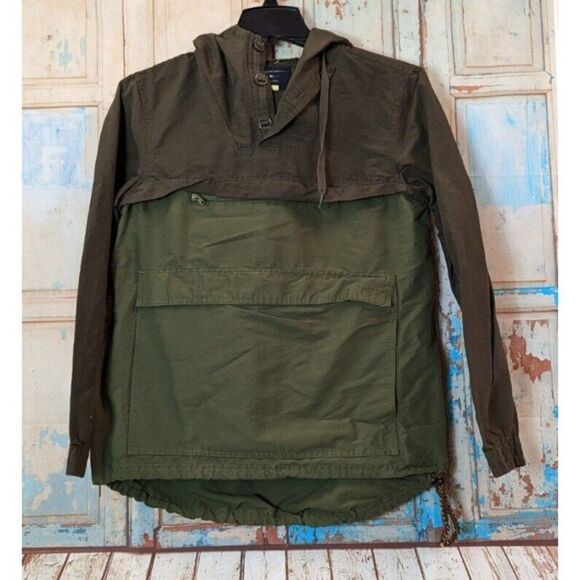 Modern Amusement Mens Size Medium Green Long Sleeve Hooded Windbreaker Jacket - Picture 2 of 11